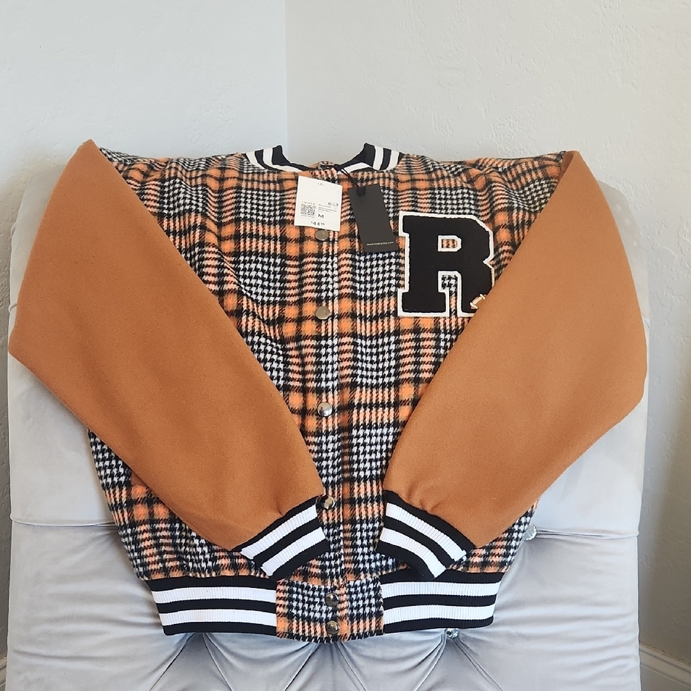 Forevee 21  Plaid Jacket with Orange, White and Black Accents
